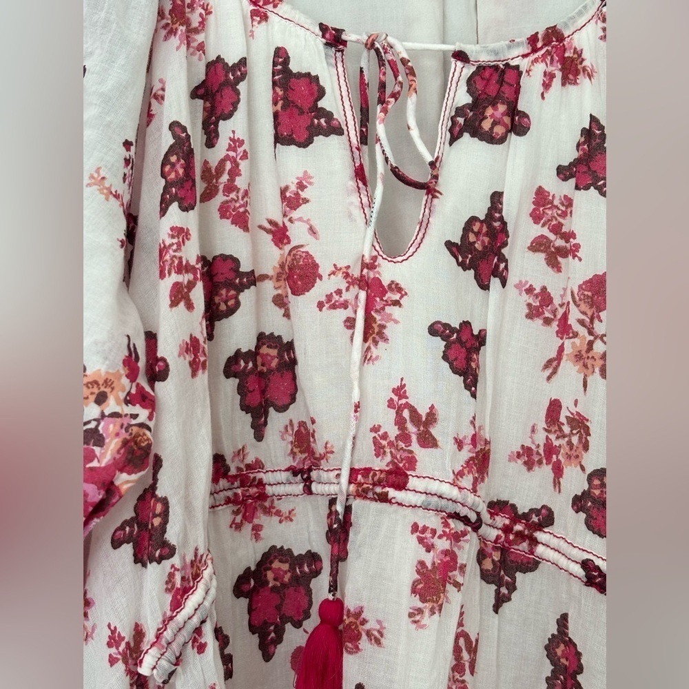 Free People Camilla Mini in Ivory Combo Magenta Pink Floral Long Sleeve Dress Sm - Picture 5 of 6